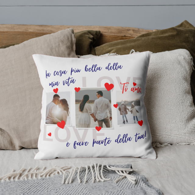CUSCINO PERSONALIZZATO COPPIA CON FOTO E FRASE