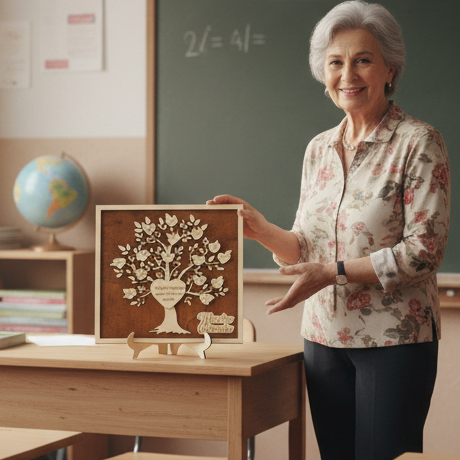 ORNAMENTO IN LEGNO PERONALIZZATO PER MAESTRA