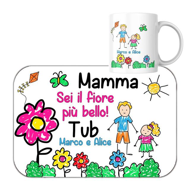 SET COLAZIONE TOVAGLIETA E TAZZA PERSONALIZZATE PER MAMMA