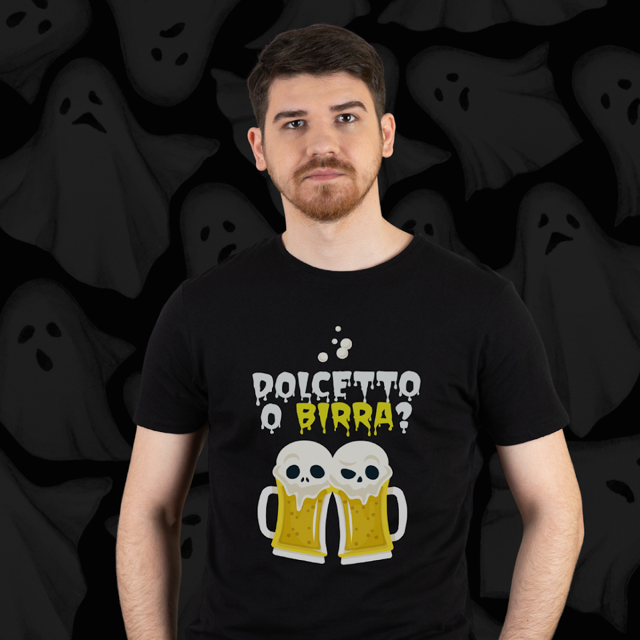 T-shirt uomo “dolcetto o birra”