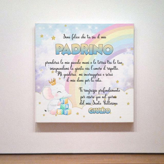 QUADRO TELA PERSONALIZZATO CON FOTO E DEDICA PADRINI