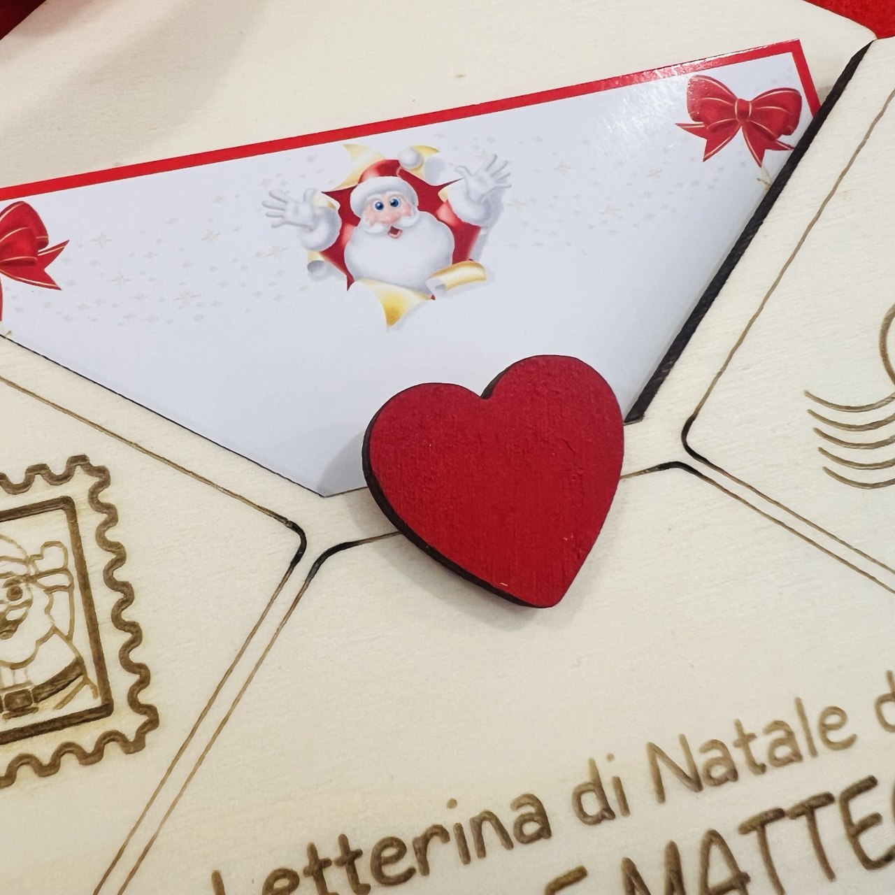 ORNAMENTO DI NATALE IN LEGNO PERSONALIZZATO CON NOMI LETTERA PER BABBO NATALE