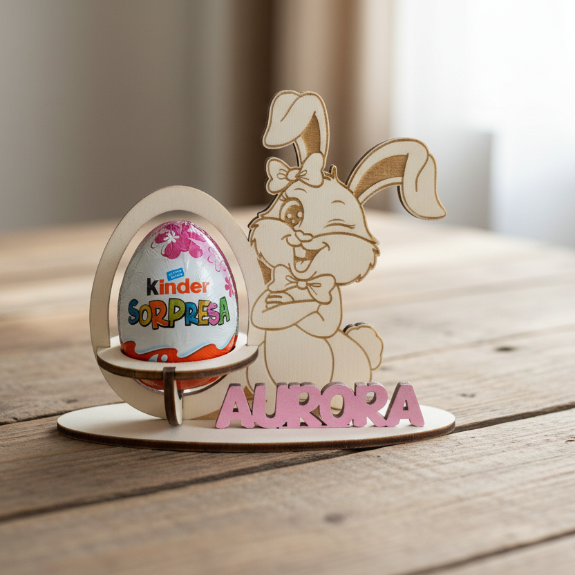 PORTA UOVO DI PASQUA IN LEGNO PERSONALIZZATO CON NOME FESTIVITà