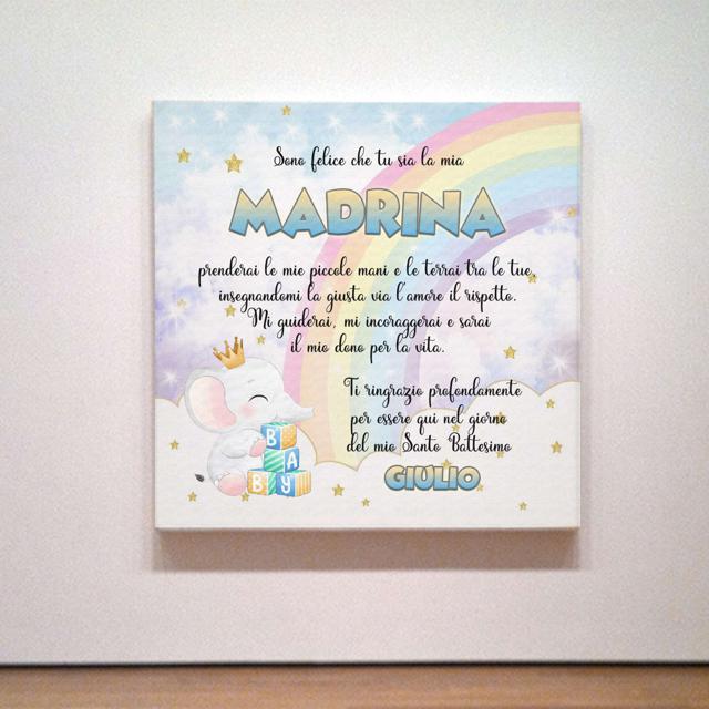 QUADRO TELA PERSONALIZZATO CON FOTO E DEDICA PADRINI