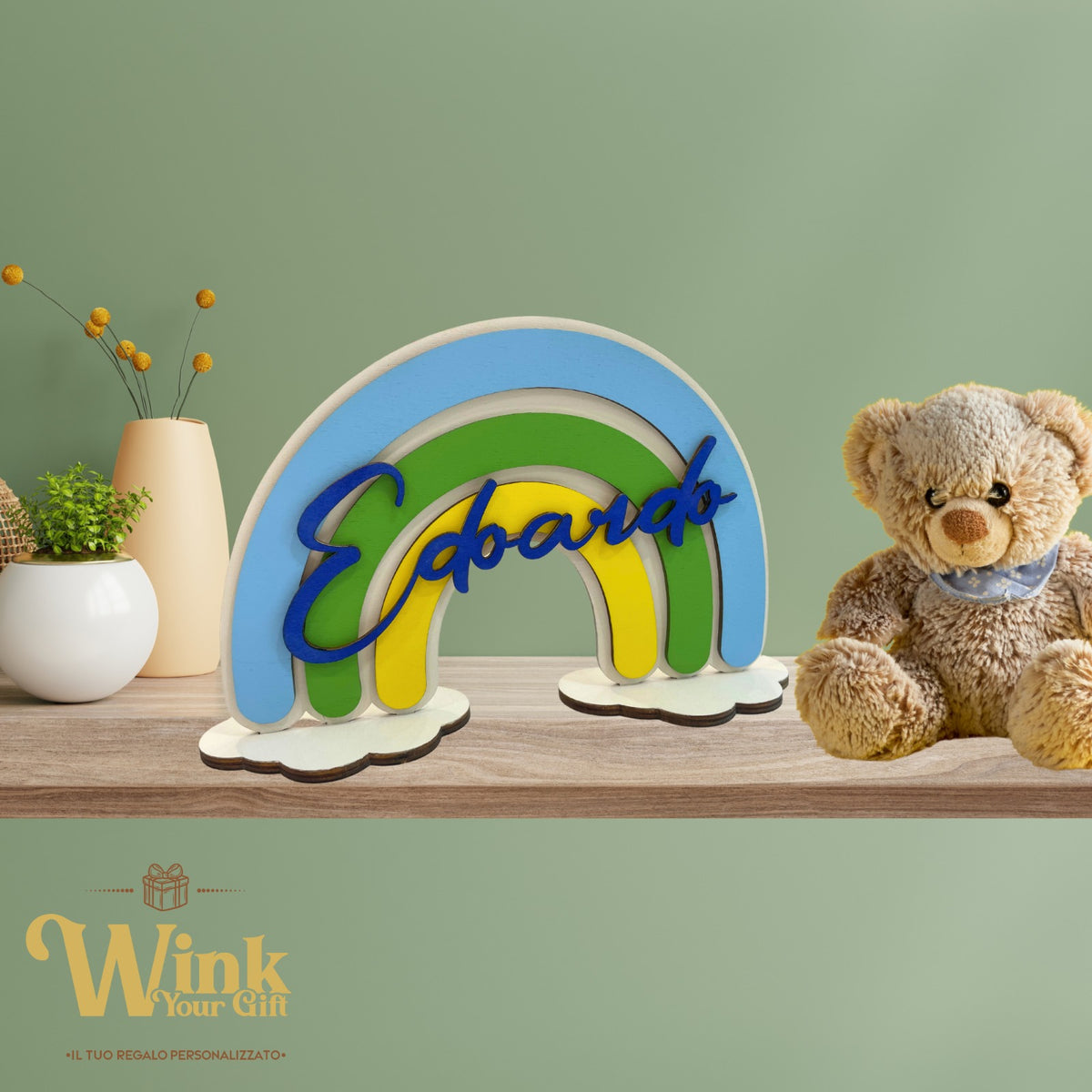 ARCOBALENO IN LEGNO PERSONALIZZATO CON NOME