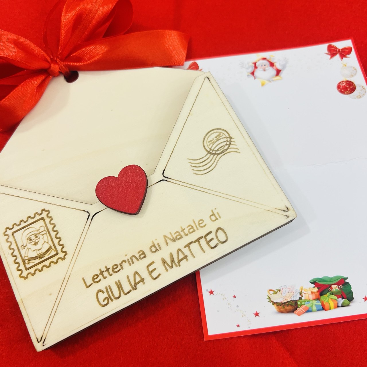 ORNAMENTO DI NATALE IN LEGNO PERSONALIZZATO CON NOMI LETTERA PER BABBO NATALE