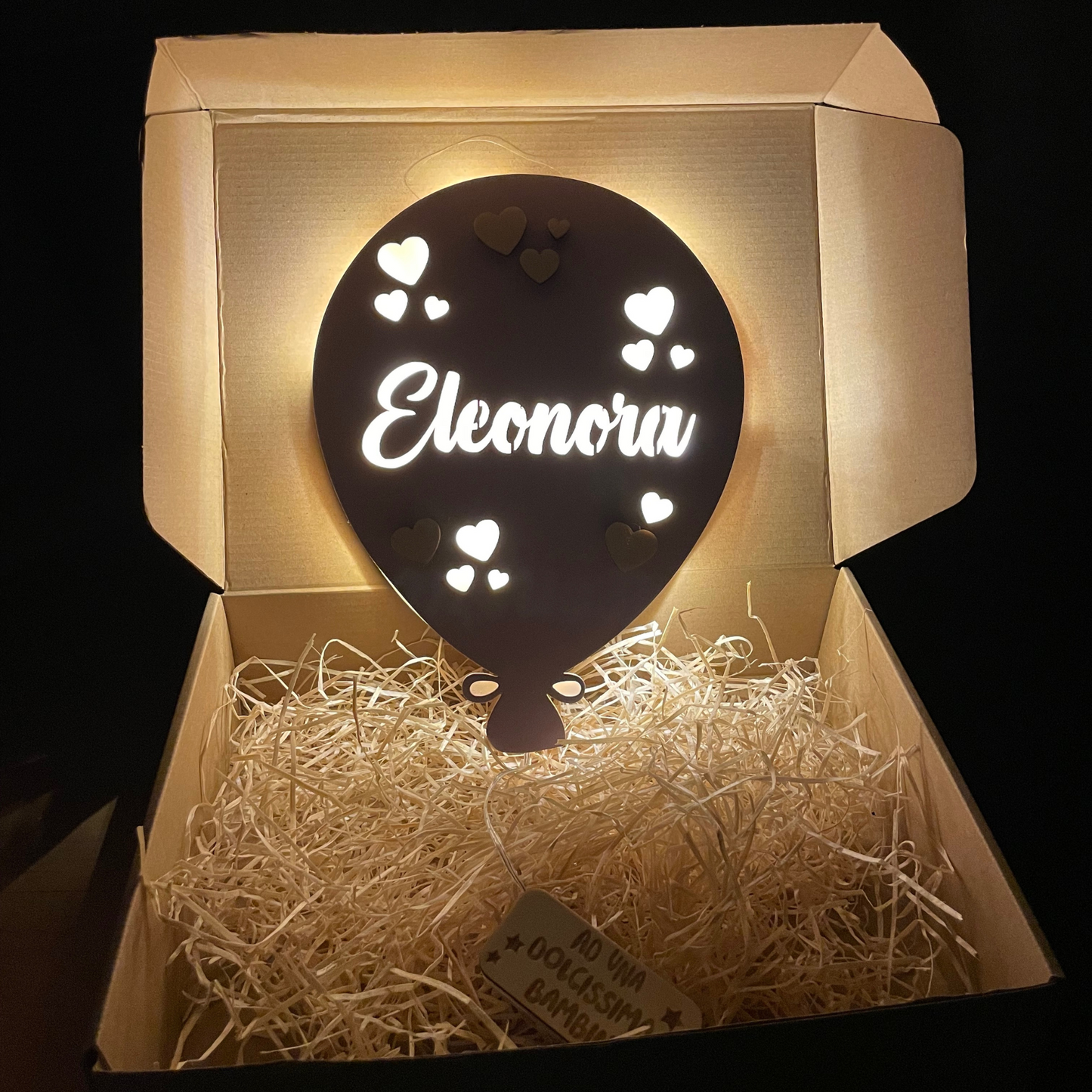LAMPADE PALLONCINO IN LEGNO PERSONALIZZATE CON NOME PERSONAGGIO E DEDICA