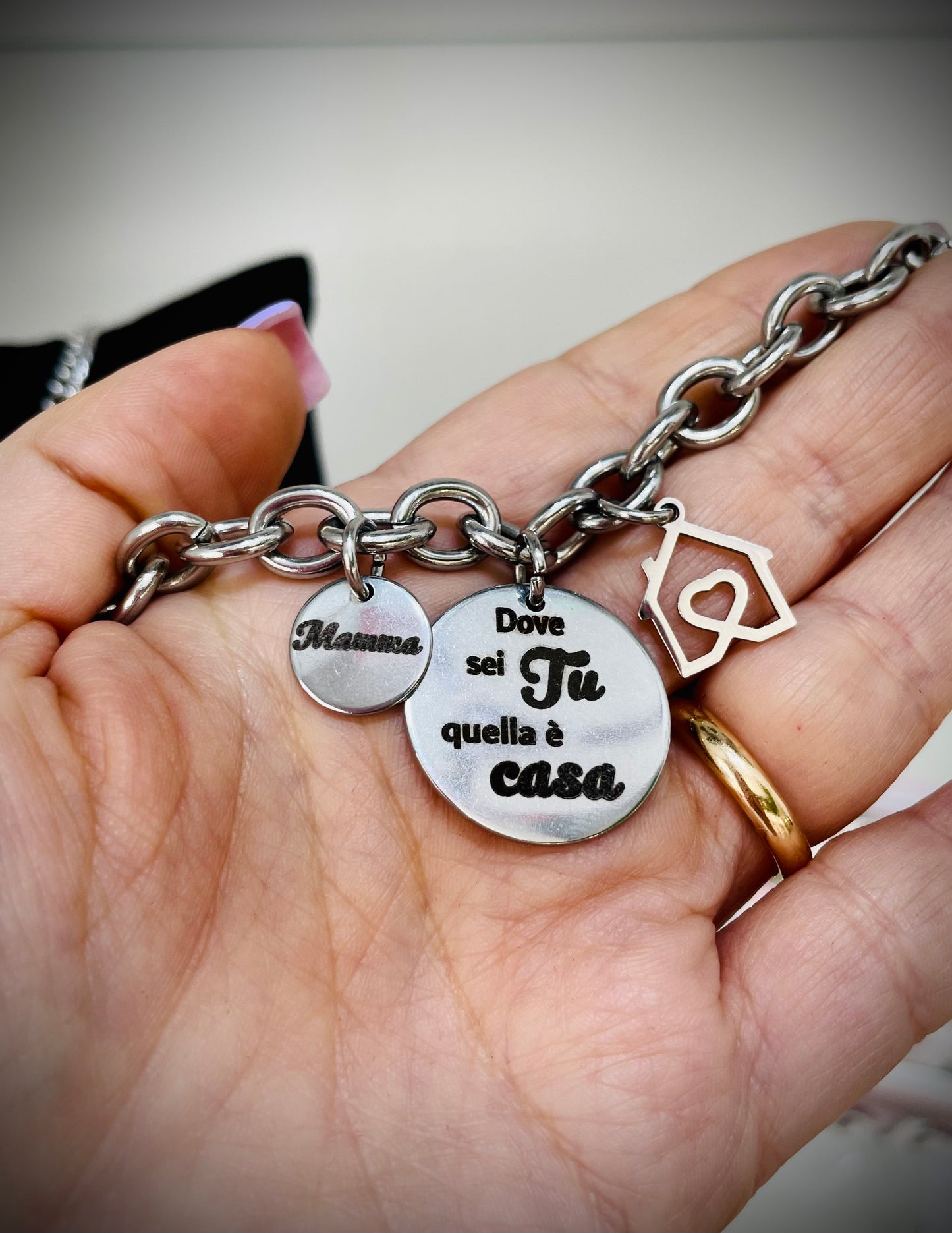 BRACCIALE IN ACCIAIO CON DEDICA PERSONALIZZATA PER LA MAMMA