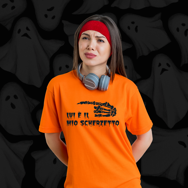 T-shirt donna “lui è il mio scherzetto”