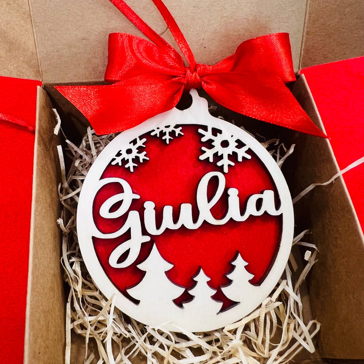 ORNAMENTO DI NATALE PER ALBERO IN LEGNO CON NOME