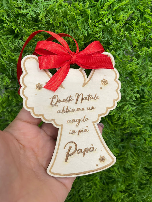 ANGELO Pendente di Natale in legno con dedica personalizzata