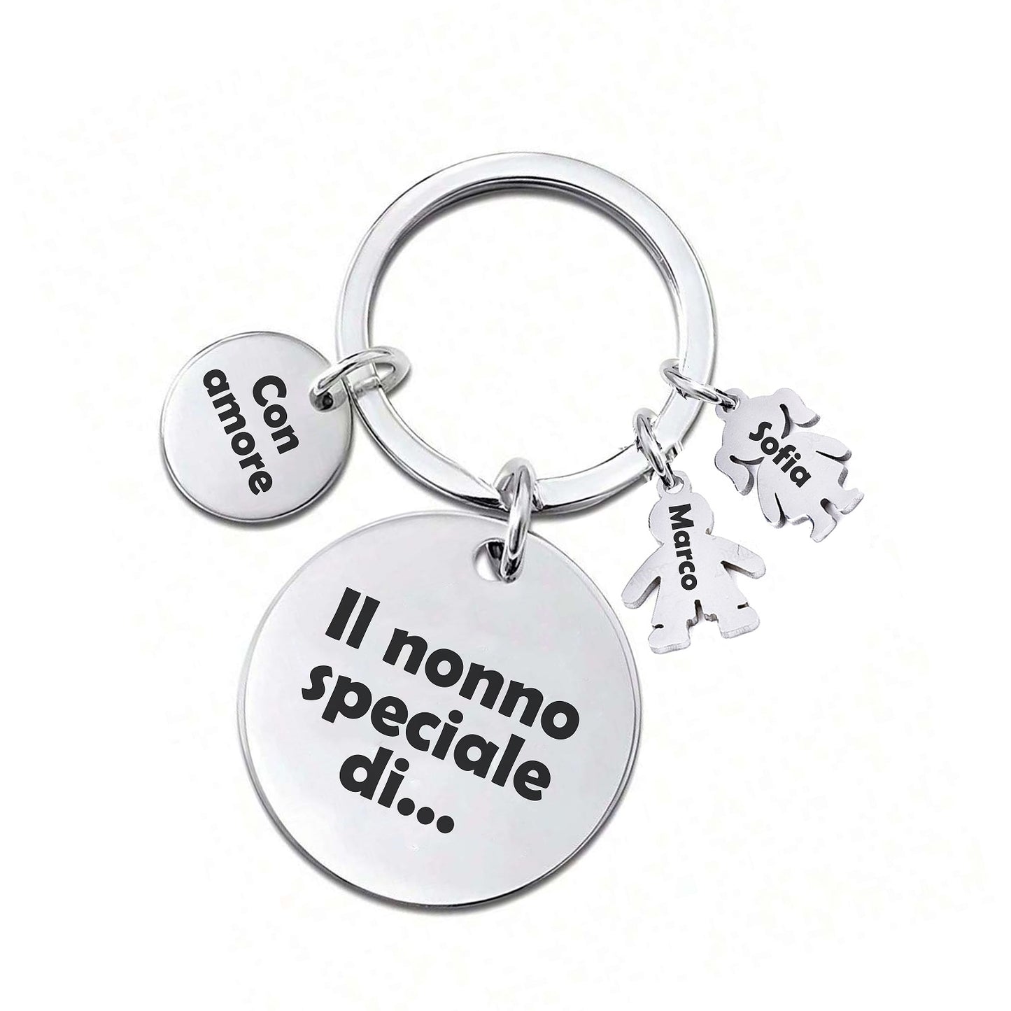 PORTACHIAVI IN ACCIAIO PERSONALIZZATO NONNO