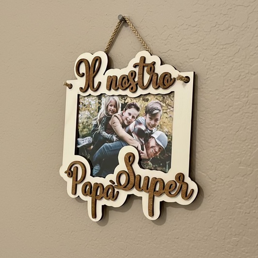 PORTAFOTO IN LEGNO PERSONALIZZATO CON SCRITTA PER PAPĂ