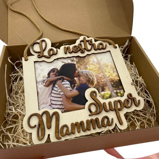 QUADRO IN LEGNO PERSONALIZZATO PER LA MAMMA CON DEDICA E FOTO