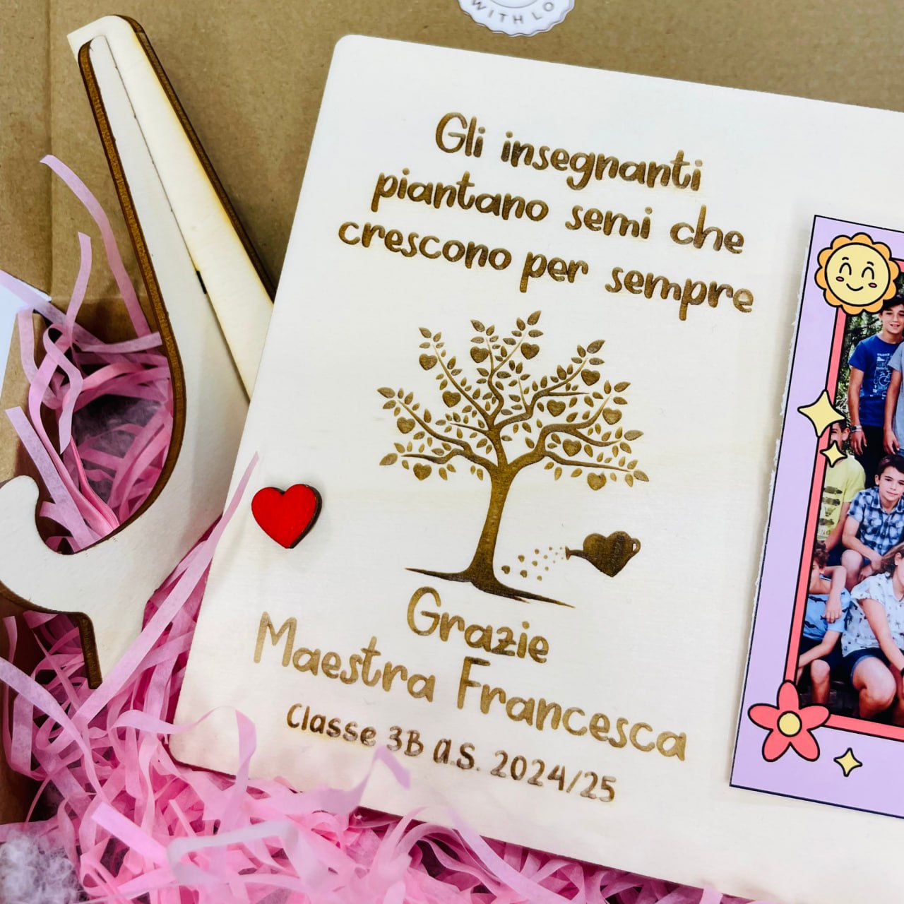PORTAFOTO  CLIP PERSONALIZZATO CON DEDICA PER MAESTRA