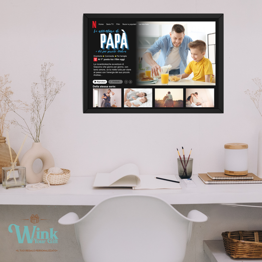 QUADRO DI TELA SERIE TV CON FOTO PERSONALIZZATO CON DEDICA PER PAPà