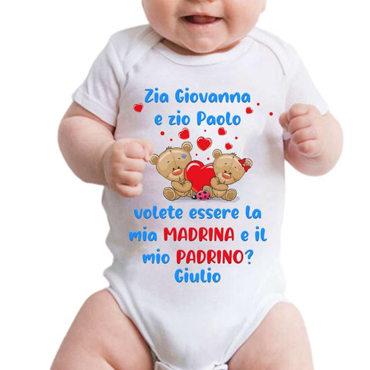 BODY PERSONALIZZATO CON DEDICA E IMMAGINI PER PADRINI
