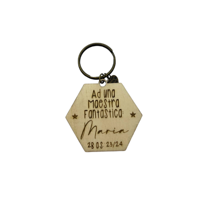 PORTACHIAVI IN LEGNO PERSONALIZZATO  CON DEDICA PER MAESTRA