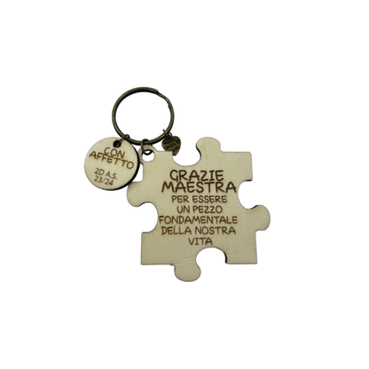PORTACHIAVI IN LEGNO PUZZLE PERSONALIZZATO CON DEDICA PER MAESTRA