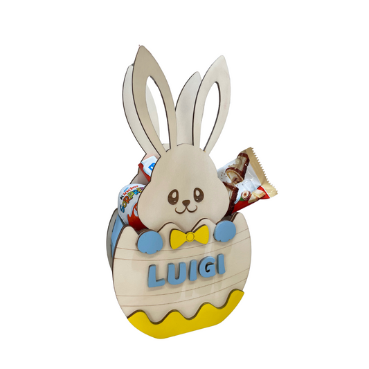  PORTA DOLCI DI PASQUA IN LEGNO PERSONALIZZATO CON NOME 