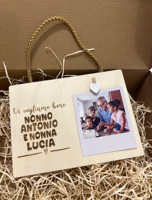 CLIP FOTO IN LEGNO PERSONALIZZATO CON DEDIC PER NONNI