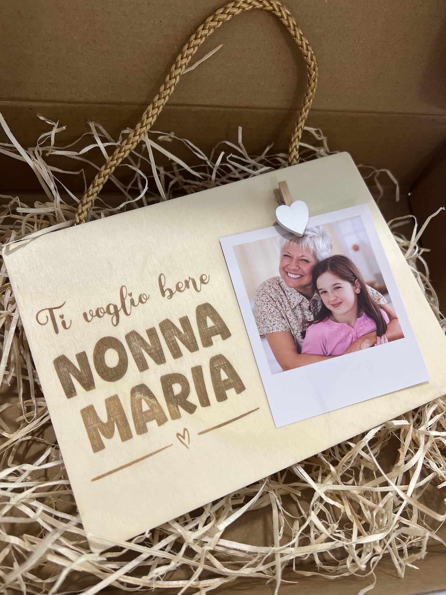 CLIP FOTO IN LEGNO PERSONALIZZATO CON DEDIC PER NONNI