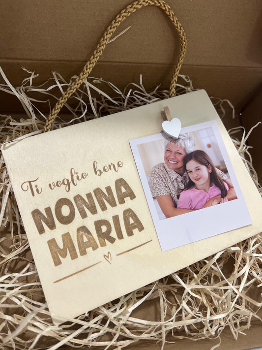 CLIP FOTO IN LEGNO PERSONALIZZATO CON DEDIC PER NONNI