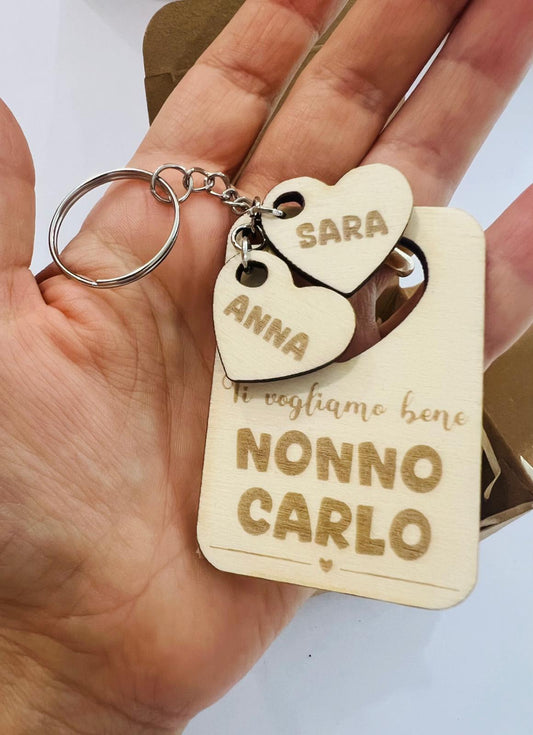 PORTACHIAVI IN LEGNO PERSONALIZZATO PER NONNI