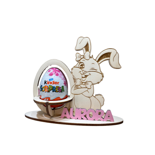 PORTA UOVO DI PASQUA IN LEGNO PERSONALIZZATO CON NOME  FESTIVITà