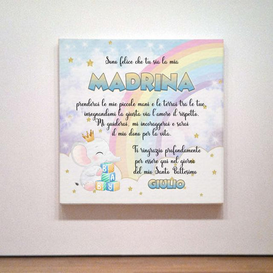 QUADRO TELA PERSONALIZZATO CON FOTO E DEDICA PADRINI