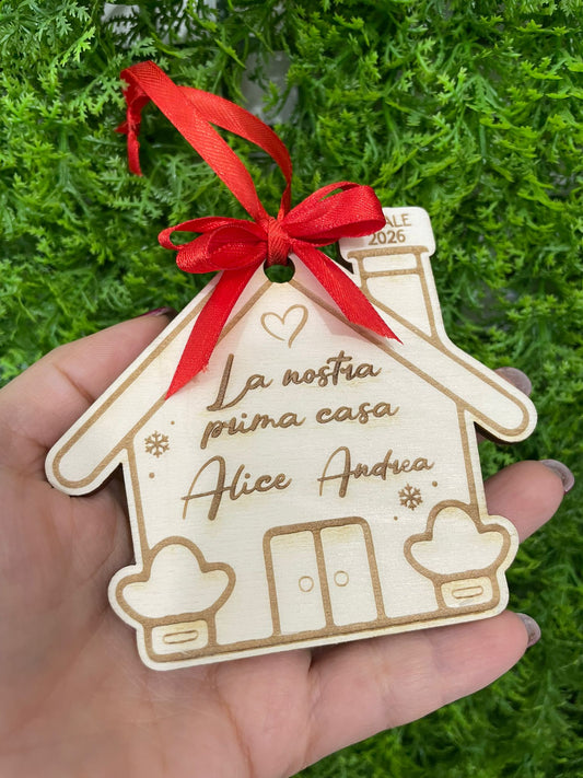 CASA Pendente di Natale in legno con dedica personalizzata