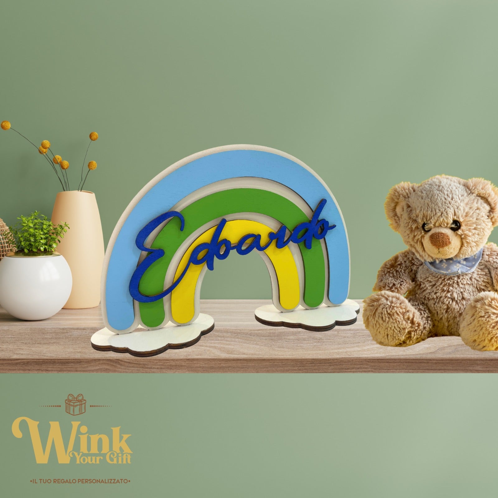 ARCOBALENO IN LEGNO PERSONALIZZATO CON NOME