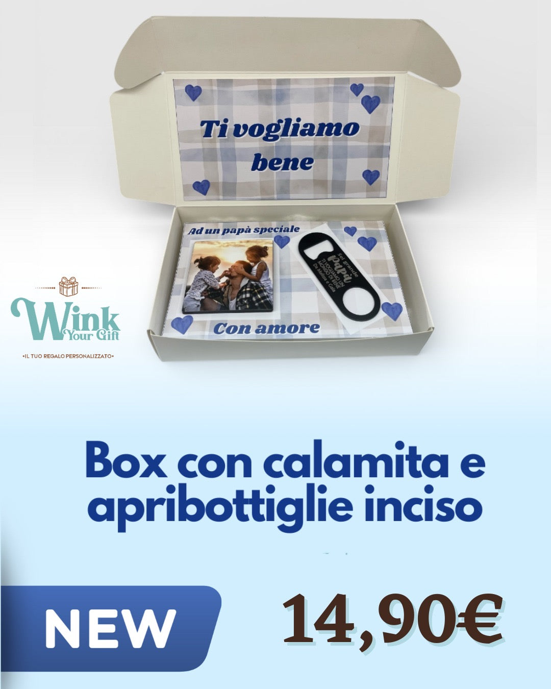 Box Calamita e  Apribottiglia inciso Papà