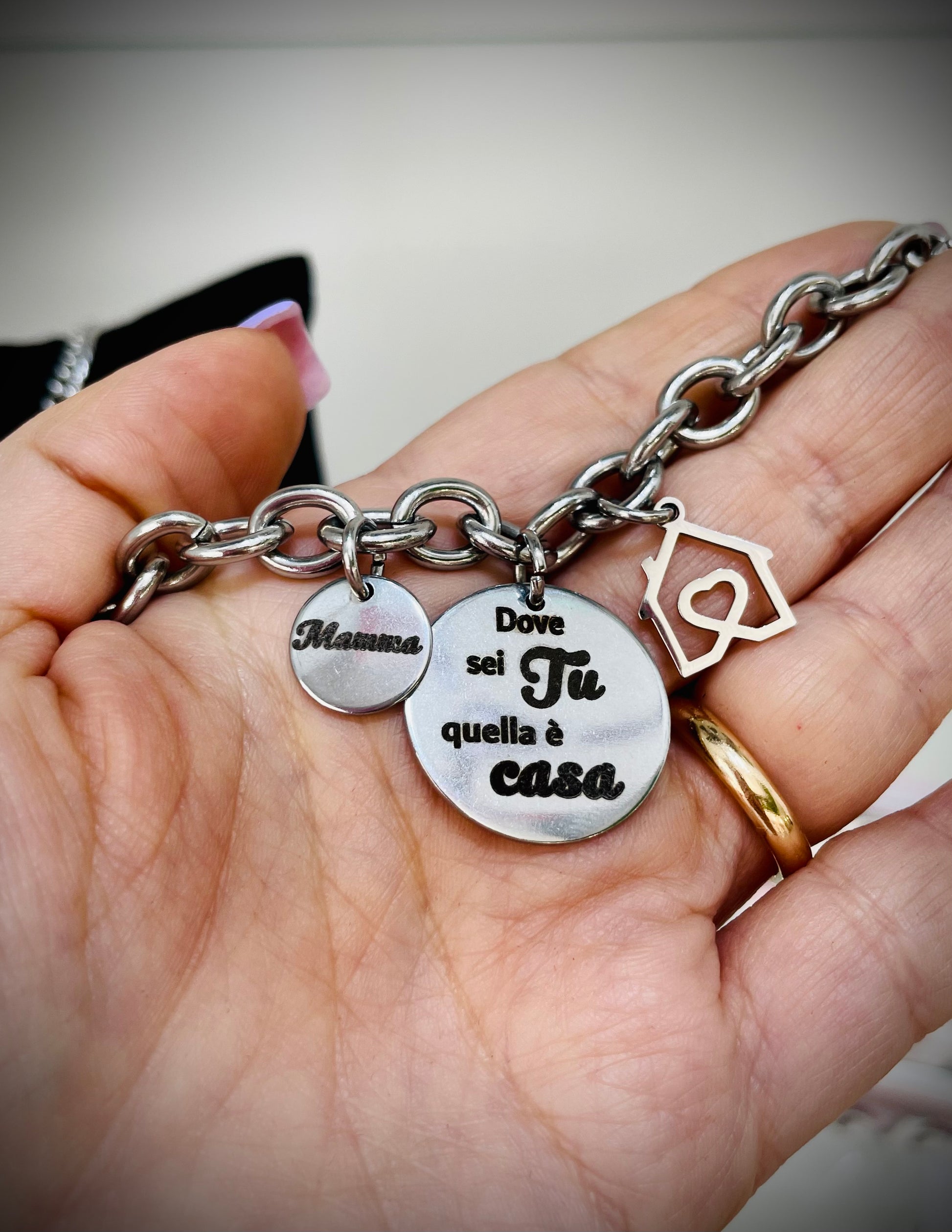 BRACCIALE IN ACCIAIO CON DEDICA PERSONALIZZATA PER LA MAMMA