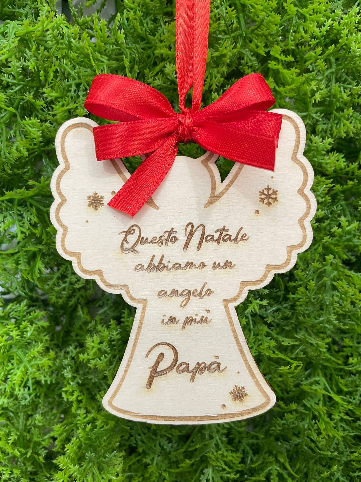 ANGELO Pendente di Natale in legno con dedica personalizzata