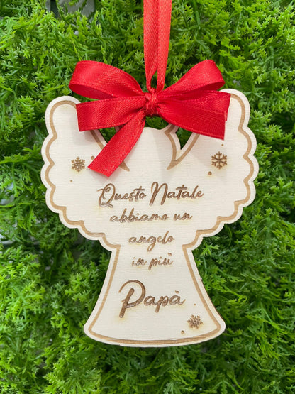 ANGELO Pendente di Natale in legno con dedica personalizzata