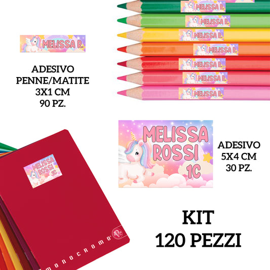 Kit adesivi personalizzati 120 pezzi.