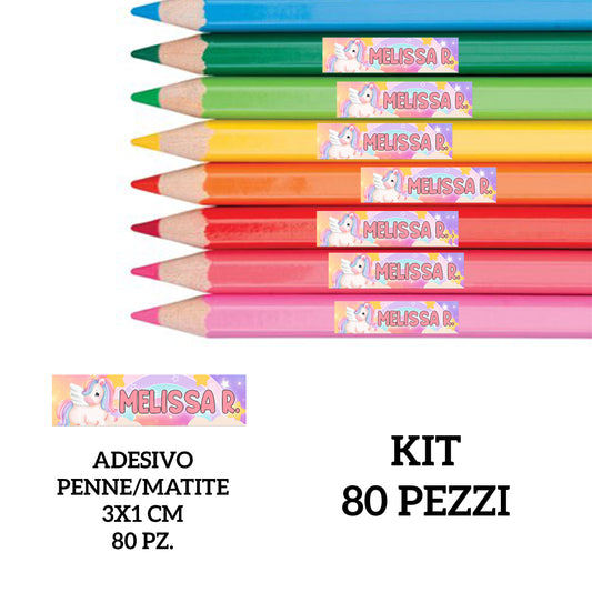 Kit adesivi matite/penne 80 pezzi .