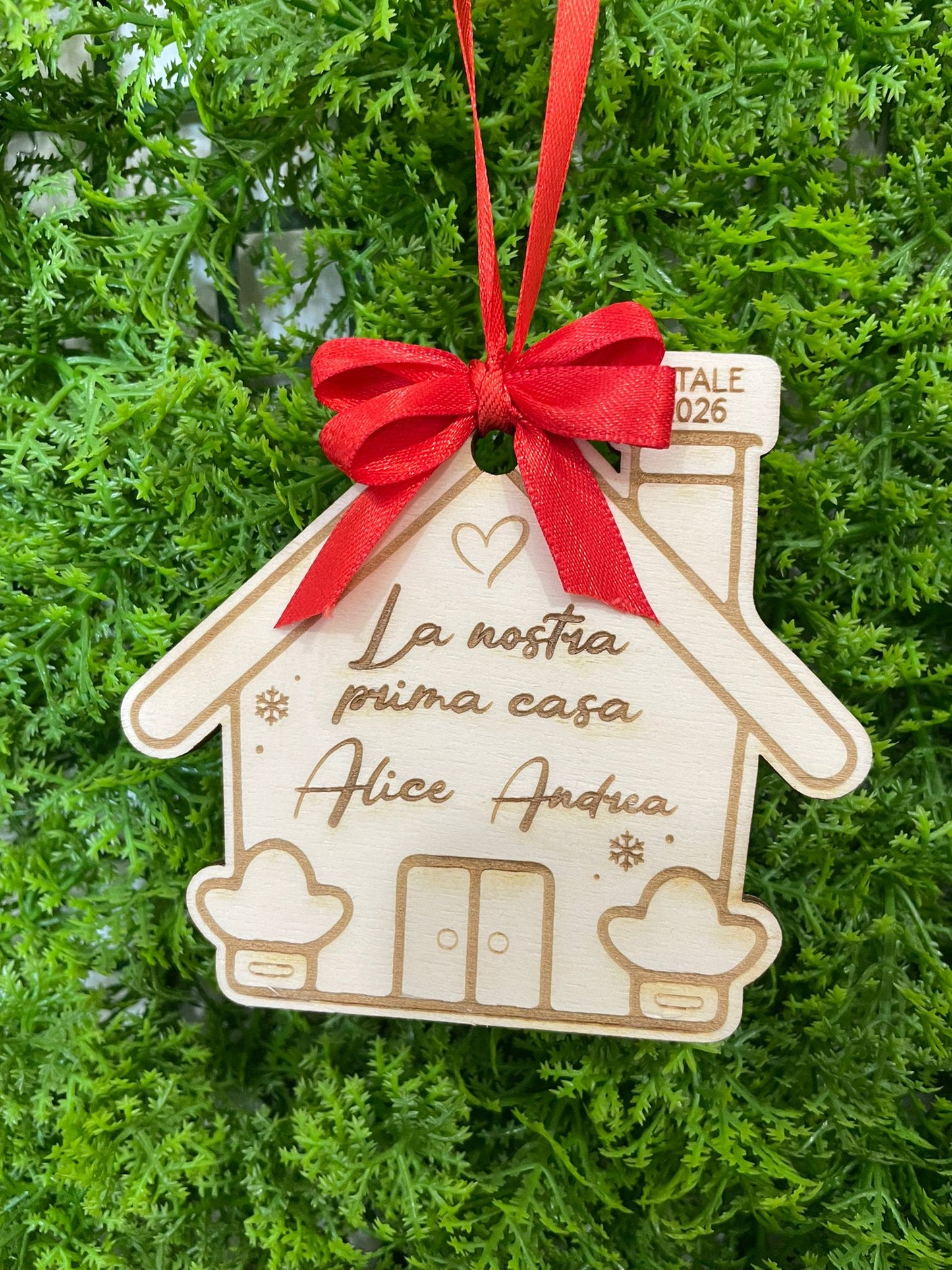 CASA Pendente di Natale in legno con dedica personalizzata