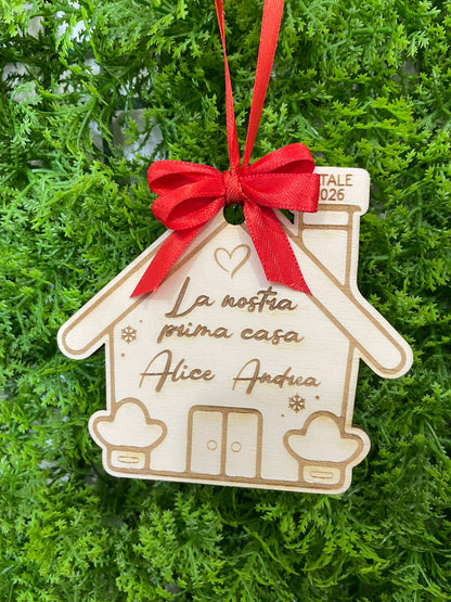 CASA Pendente di Natale in legno con dedica personalizzata
