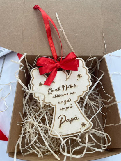 ANGELO Pendente di Natale in legno con dedica personalizzata