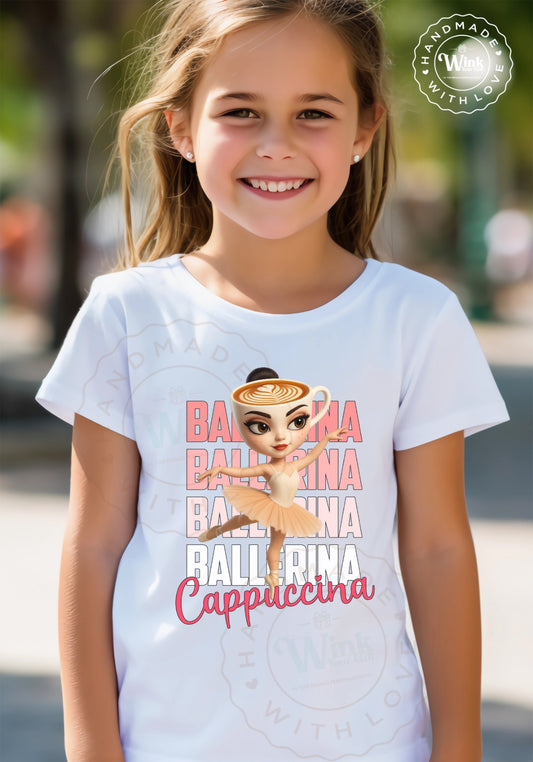 CAPPUCCINA BALLERINA - T-SHIRT BIMBO/BIMBA -  Meme Italian Brainrot