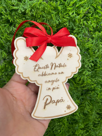 ANGELO Pendente di Natale in legno con dedica personalizzata