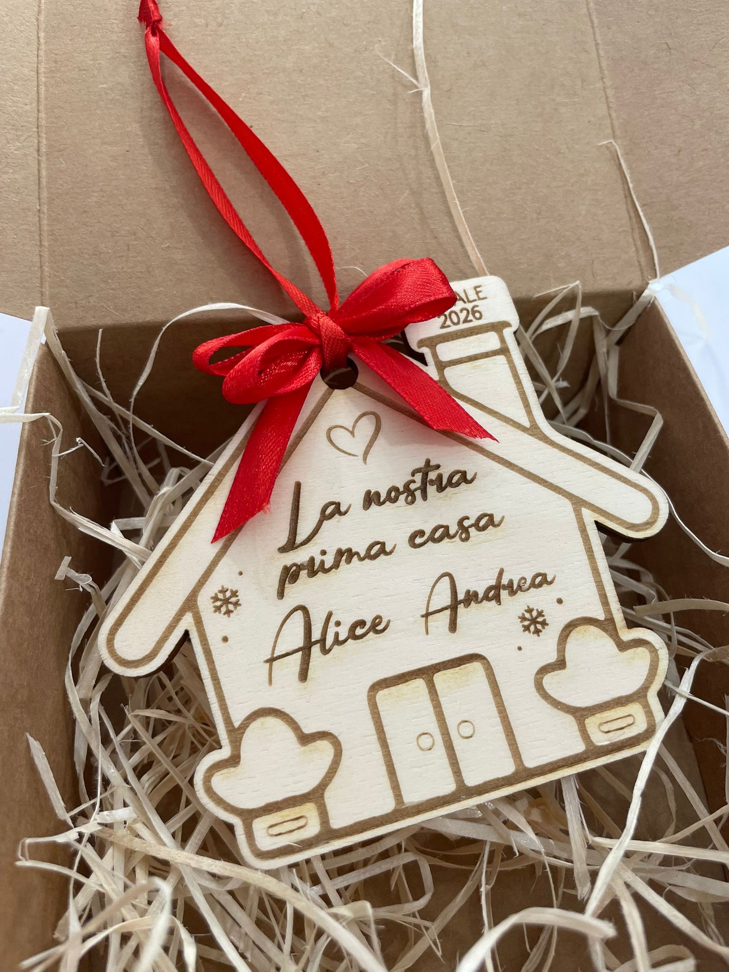 CASA Pendente di Natale in legno con dedica personalizzata