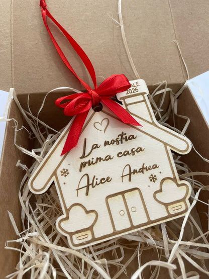 CASA Pendente di Natale in legno con dedica personalizzata