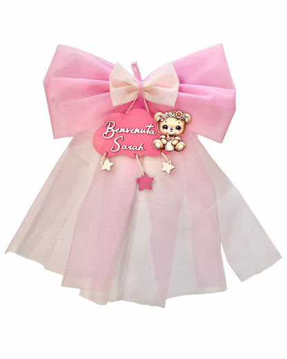 FIOCCO NASCITA ROSA NUVOLA PERSONALIZZATO CON NOME