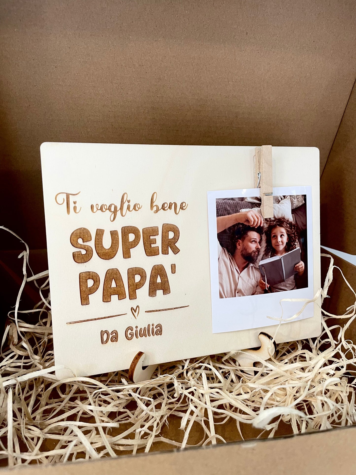 Portafoto Legno con clip papà