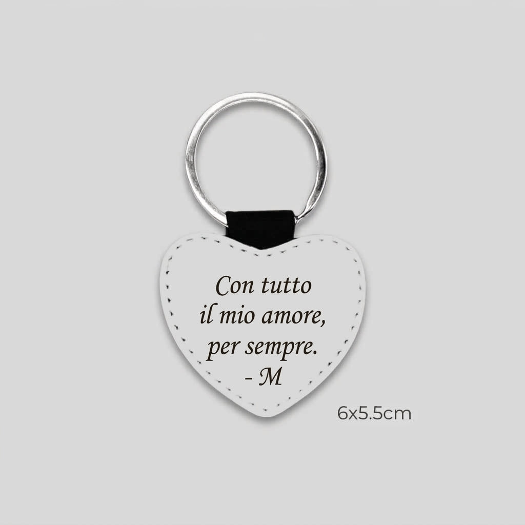 PORTACHIAVI CUORE PERSONALIZZATO CON IMMAGINE E FRASE a