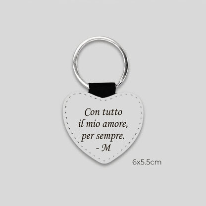 PORTACHIAVI CUORE PERSONALIZZATO CON IMMAGINE E FRASE a