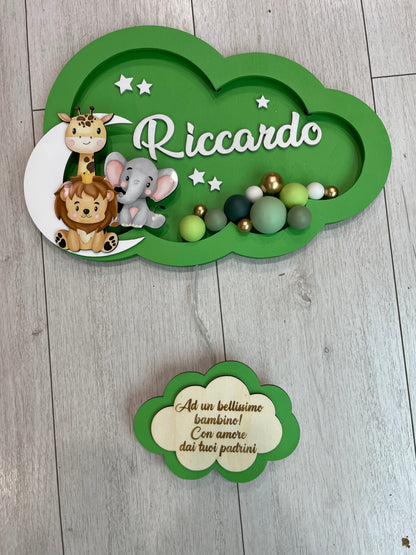 LAMPADE PALLONCINO IN LEGNO PERSONALIZZATE CON NOME PERSONAGGIO E DEDICA 